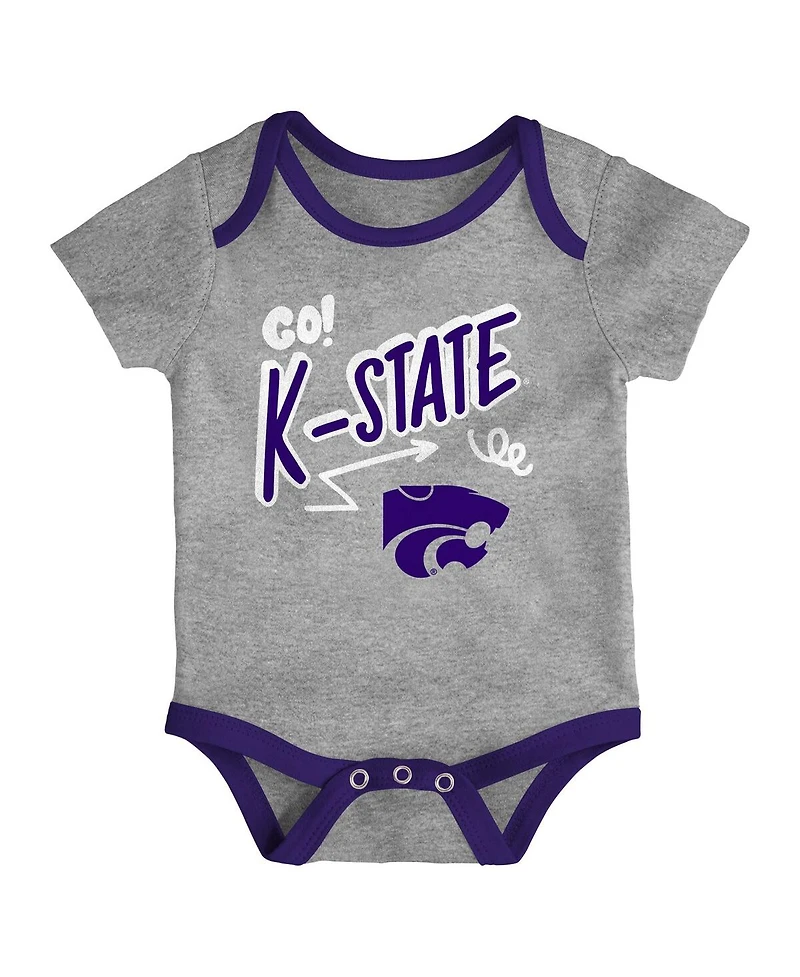 Outerstuff Baby Boys and Girls Kansas State Wildcats 3-Pack All Day Play Bodysuit Set