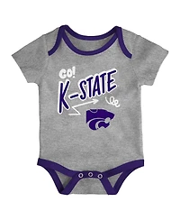 Outerstuff Baby Boys and Girls Kansas State Wildcats 3-Pack All Day Play Bodysuit Set