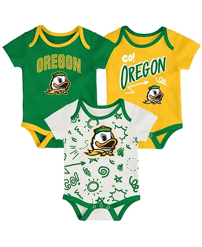 Outerstuff Baby Boys and Girls 3-Piece Oregon Ducks All Day Play Bodysuit Set