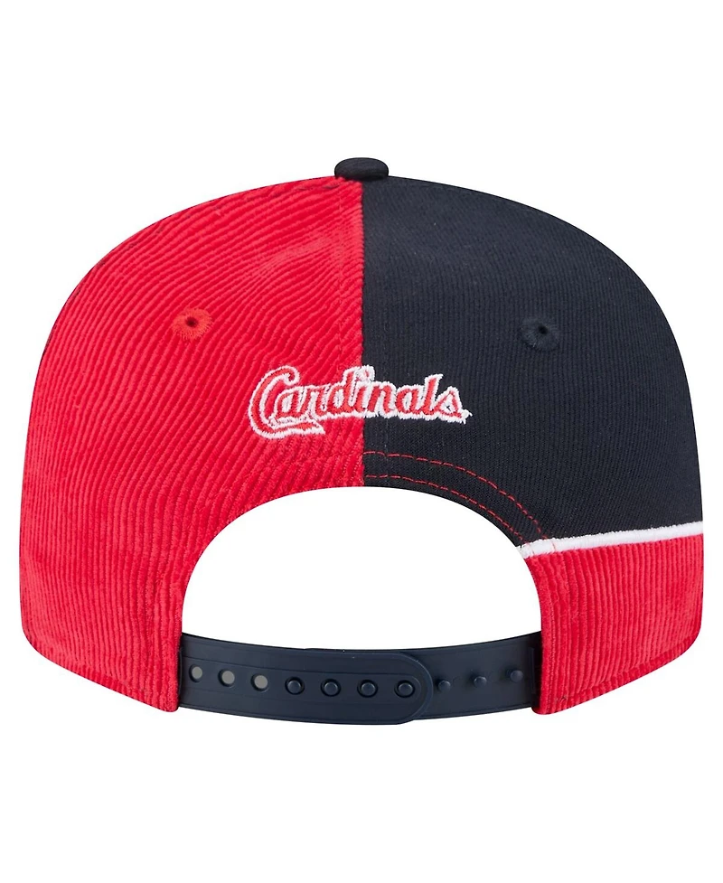 New Era Men's Red/Navy St. Louis Cardinals Retro Split Corduroy Snapback Hat