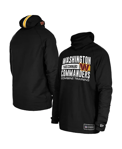 New Era Men's Black Washington Commanders Functional Fandom Balaclava Helmet Stripe Tri-Blend Hoodie