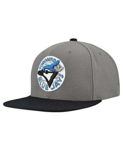 Mitchell Ness Men's Gray Toronto Blue Jays Cooperstown Collection Basic Flip Snapback Hat