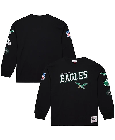 Mitchell & Ness Men's Black Philadelphia Eagles Training Camp Vintage Logos Long Sleeve T-Shirt