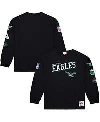 Mitchell & Ness Men's Black Philadelphia Eagles Training Camp Vintage Logos Long Sleeve T-Shirt
