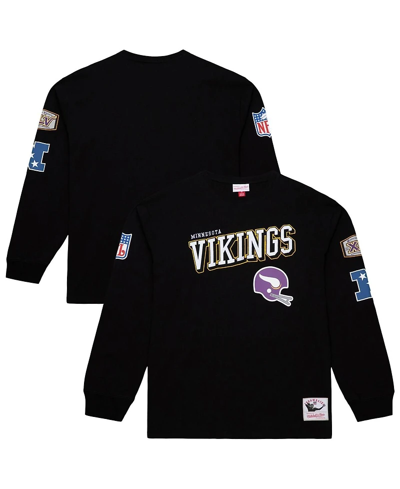 Mitchell & Ness Men's Black Minnesota Vikings Training Camp Vintage Logos Long Sleeve T-Shirt