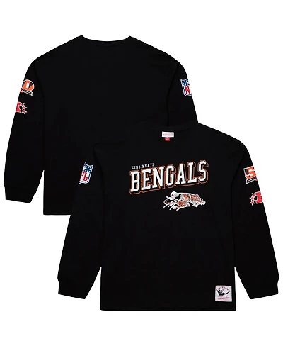 Mitchell & Ness Men's Black Cincinnati Bengals Training Camp Vintage Logos Long Sleeve T-Shirt