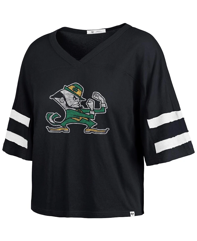 47 Brand Women's Navy Notre Dame Fighting Irish Premier Scout Sleeve Stripe Relaxed Dolman T-Shirt