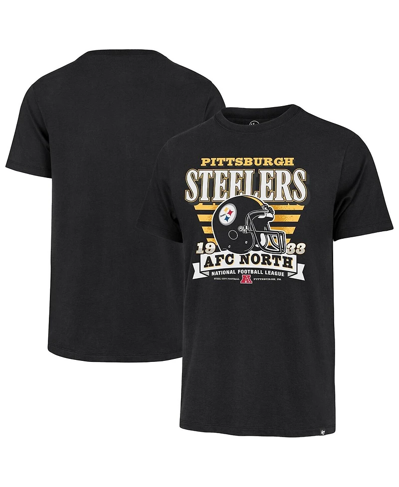 '47 Brand Men's Black Pittsburgh Steelers Stripe Splash Franklin Throwback T-Shirt