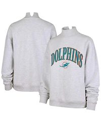 '47 Brand Women's Heather Gray Miami Dolphins Vantage Mock Neck Pullover Sweatshirt