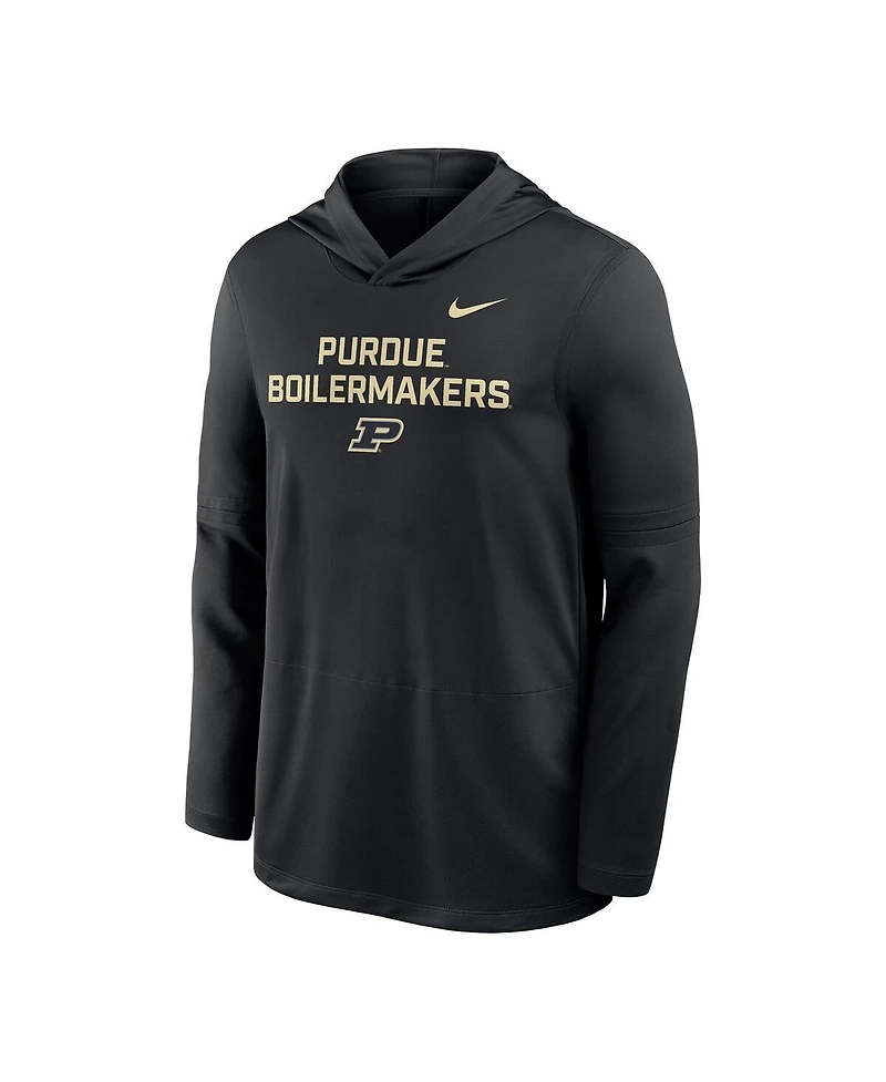 Nike Men's Black Purdue Boilermakers 2025 Sideline Dri-fit Long Sleeve Hoodie T-Shirt