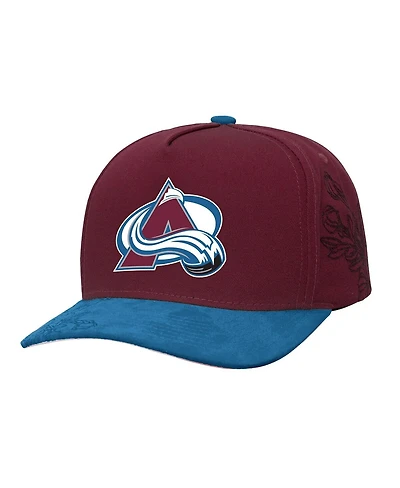 Mitchell Ness Men's Burgundy/Blue Colorado Avalanche May Flowers Pro Crown Adjustable Hat