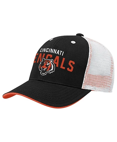 Outerstuff Big Boys and Girls Black Cincinnati Bengals Core Lockup Trucker Adjustable Hat