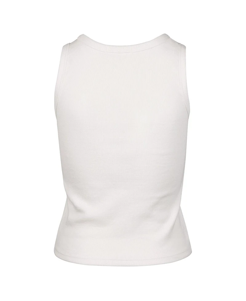47 Brand Women's Cream Michigan Wolverines Micro Logo Ribbed Cropped Tank Top