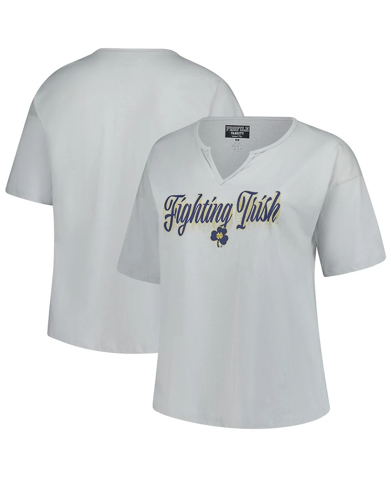 Fanatics Women's Gray Notre Dame Fighting Irish Plus Winning Gear Notch Neck T-Shirt