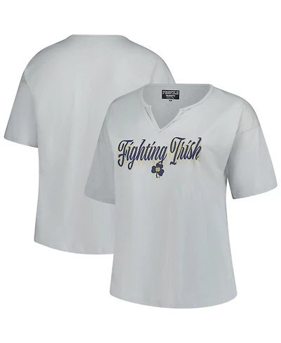 Fanatics Women's Gray Notre Dame Fighting Irish Plus Winning Gear Notch Neck T-Shirt