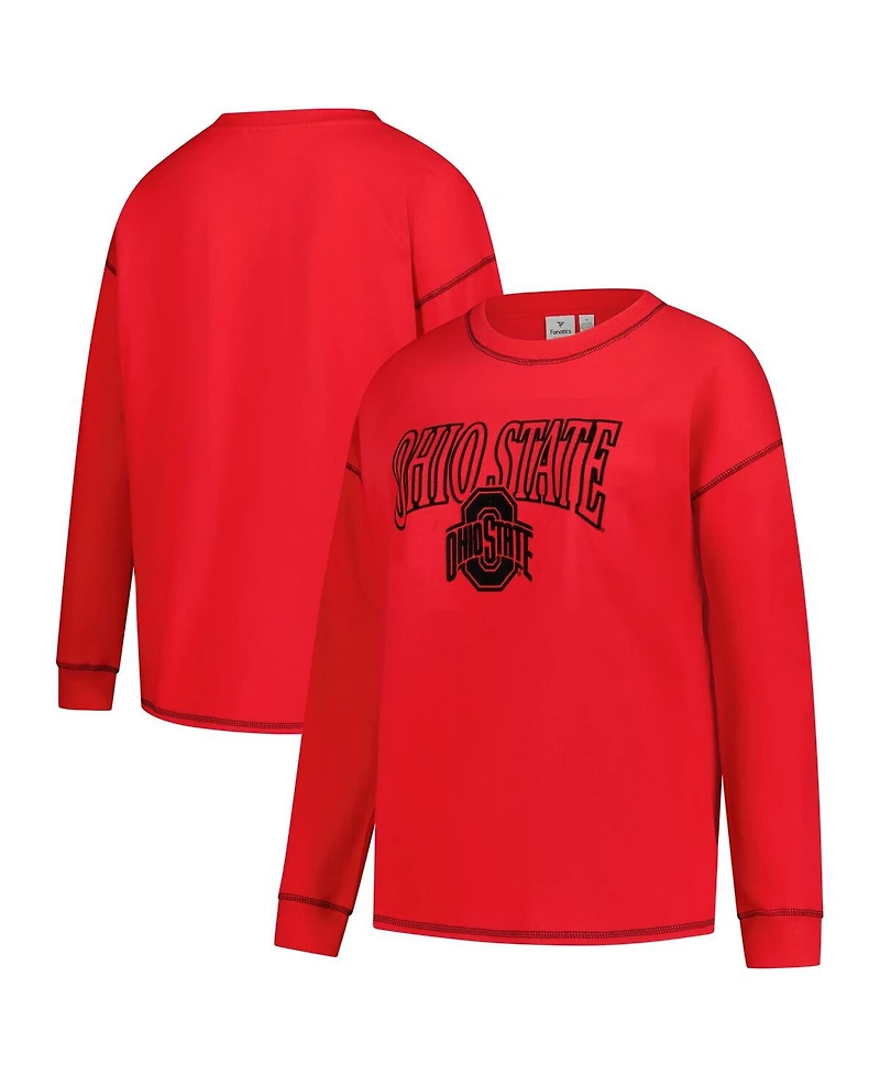 Fanatics Women's Scarlet Ohio State Buckeyes Plus Contrast Stitch Sweatshirt