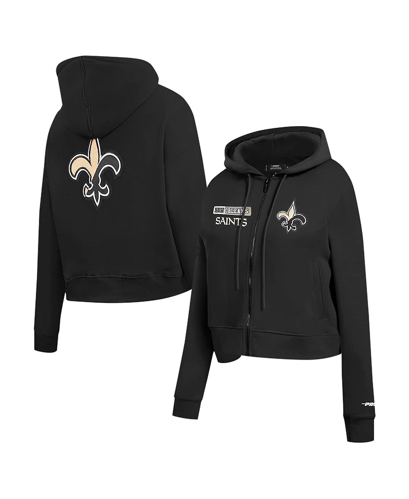 Pro Standard Women's Black New Orleans Saints Split Logo Full-Zip Hoodie