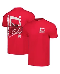 Image One Men's and Women's Scarlet Nebraska Huskers Hyper Local Farming Flag Skyline T-Shirt