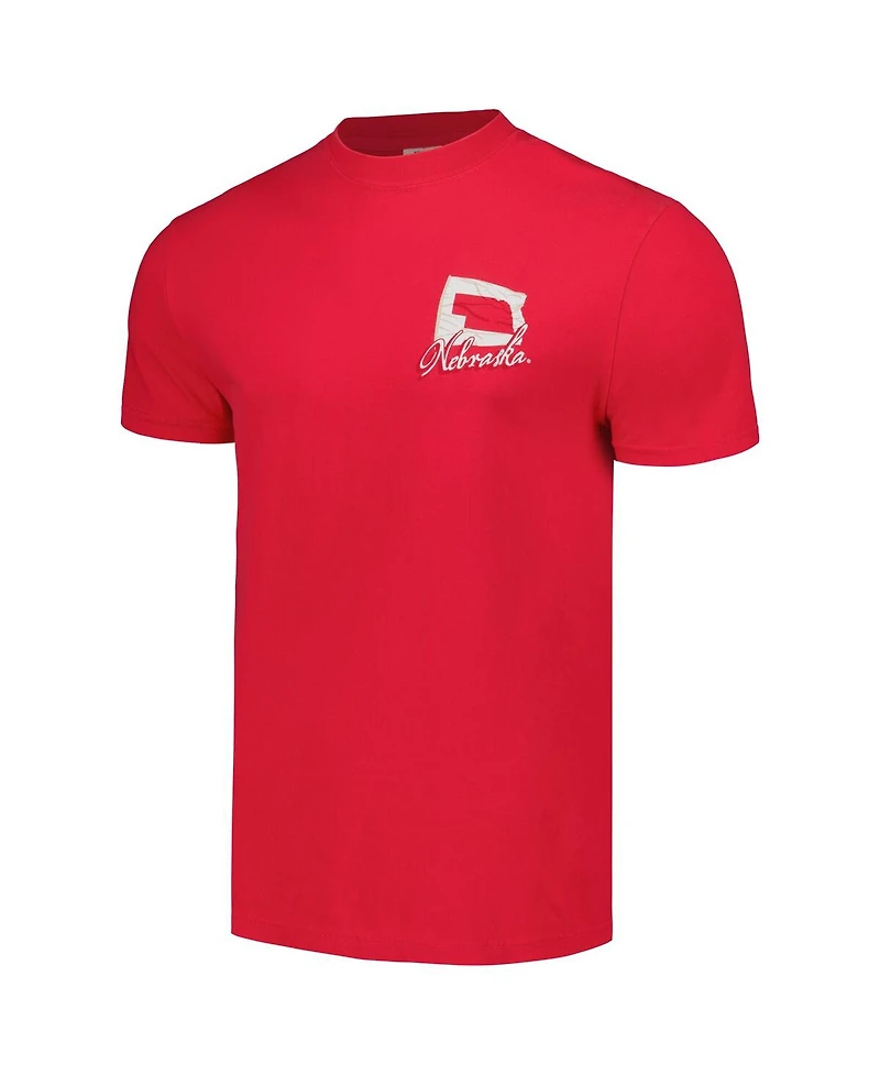 Image One Men's and Women's Scarlet Nebraska Huskers Hyper Local Farming Flag Skyline T-Shirt