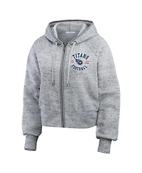 Wear by Erin Andrews Women's Heather Gray Tennessee Titans Speckled Fleece Cropped Full-Zip Hoodie