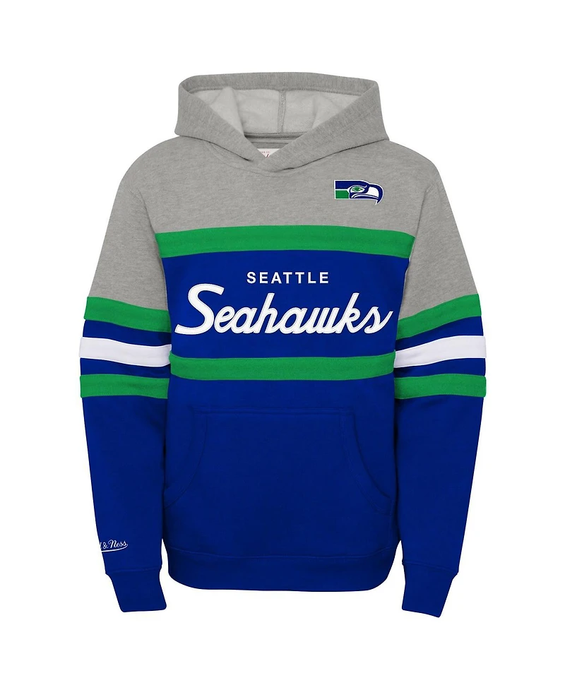 Mitchell & Ness Big Boys and Girls Royal Seattle Seahawks Throwback Head Coach Pullover Hoodie