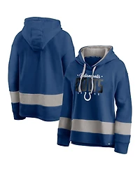 Fanatics Women's Royal/Gray Indianapolis Colts Huddle Up Fundamental Fleece Color Block Pullover Hoodie