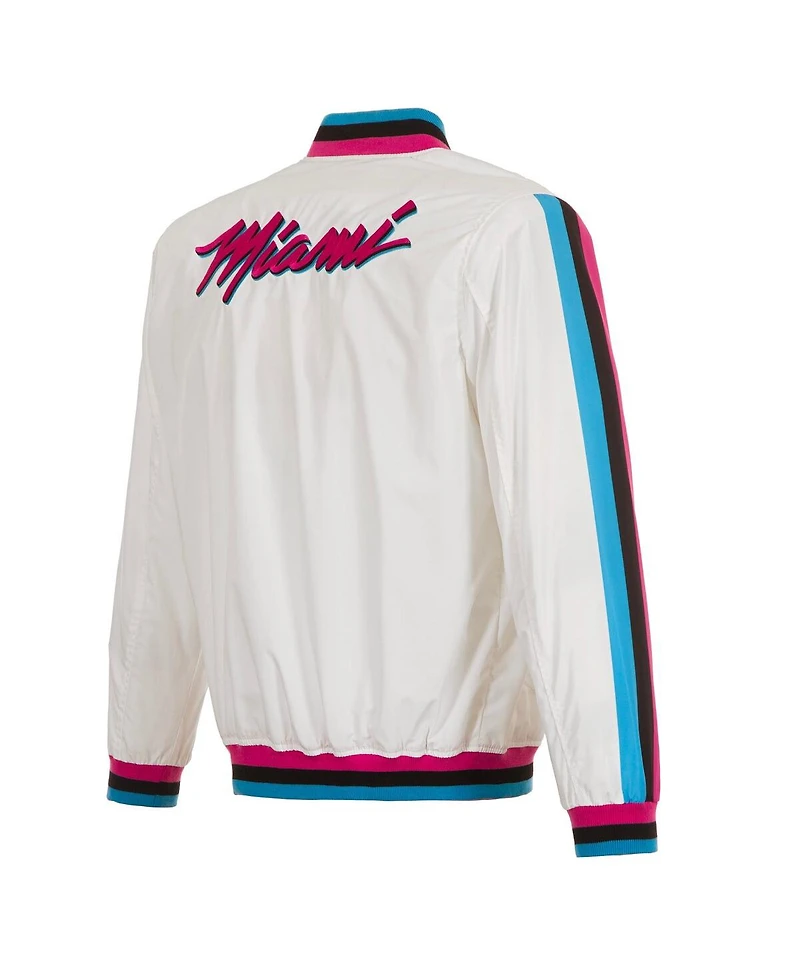Jh Design Men's White Miami Heat 2024/25 City Edition Full-Zip Nylon Bomber Jacket