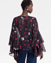 I.n.c. International Concepts Women's Printed Ruffled Top, Macy's Exclusive