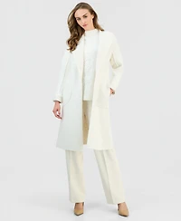 Anne Klein Petite Shawl-Collar Kissing-Front Long Cardigan