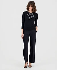 Anne Klein Women's Embellished Bow 3/4-Sleeve Sweater