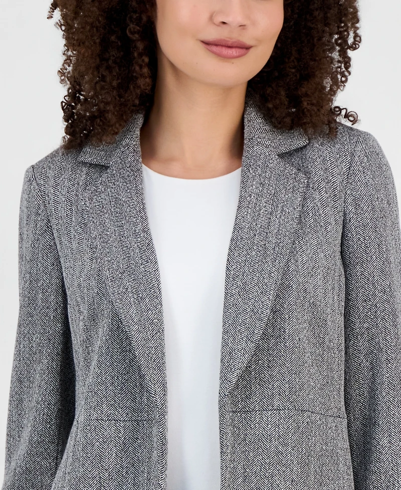 Anne Klein Women's Herringbone Open-Front Blazer