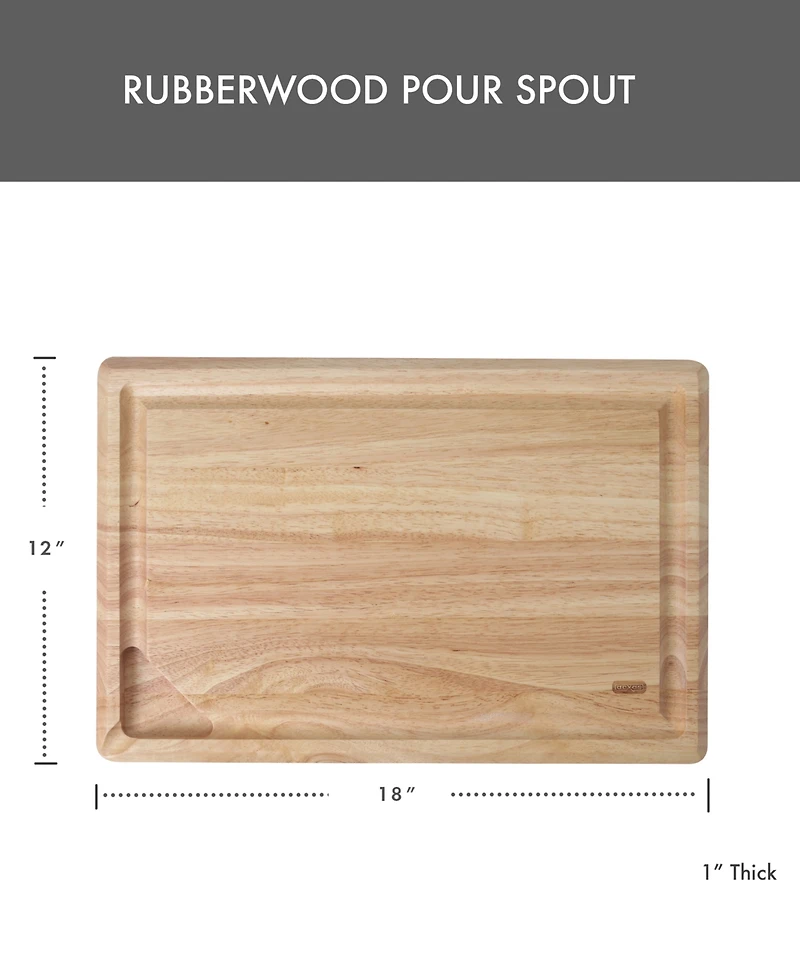 Dexas Rubberwood Pour Spout Board, 12" x 18"