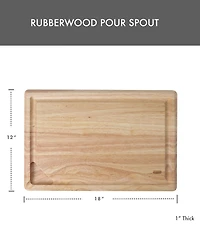 Dexas Rubberwood Pour Spout Board, 12" x 18"