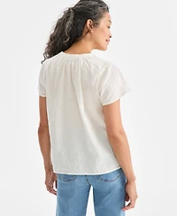 Style & Co Women's Button-Front Flutter-Sleeve Top, Macy's Exclusive
