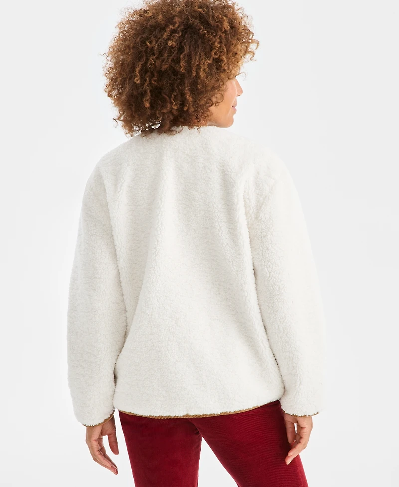 Style & Co Women's Sherpa Jacket with Corduroy Trim, Macy's Exclusive