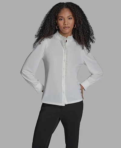Bcbg Long Sleeve Ruffle Blouse