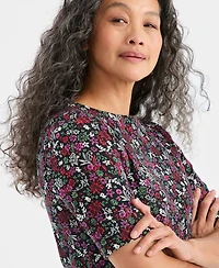 Style & Co Women's Printed Boat-Neck Elbow-Sleeve Top, Macy's Exclusive