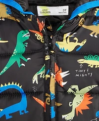 Epic Threads Boys Toddler 2T-4T Dino-Print Midweight Hooded Puffer Jacket, Macy's Exclusive