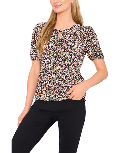 CeCe Women's Short Sleeve Tie Front Top