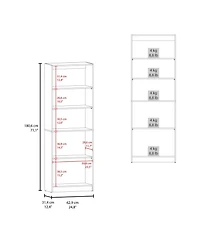 Beyerville Bookcase with Open Storage and 2 Doors, Natural Oak and White