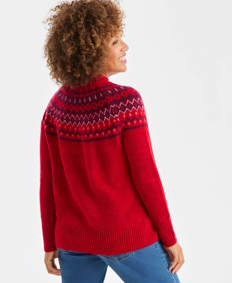 Style & Co Women's Mock-Neck Fair Isle Sweater, Macy's Exclusive