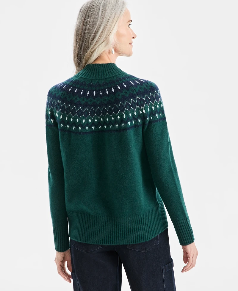 Style & Co Women's Mock-Neck Fair Isle Sweater, Macy's Exclusive