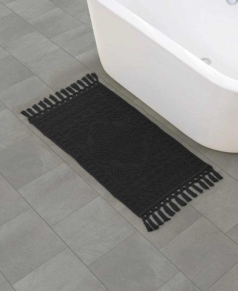 French Connection Nellore Fringe Cotton 20" x 38" Bath Rug