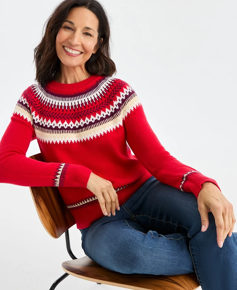 Style & Co Petite Fair Isle Long Sleeve Sweater, Macy's Exclusive
