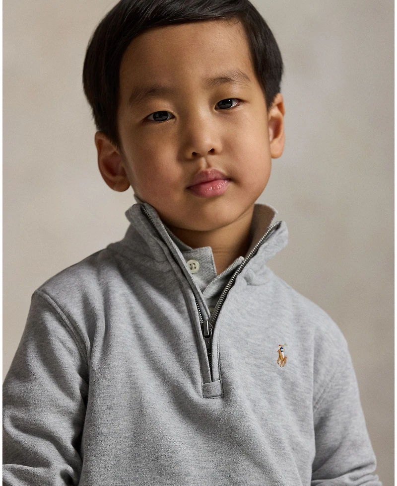 Polo Ralph Lauren Toddler and Little Boys Cotton Interlock Quarter-Zip Pullover shirt