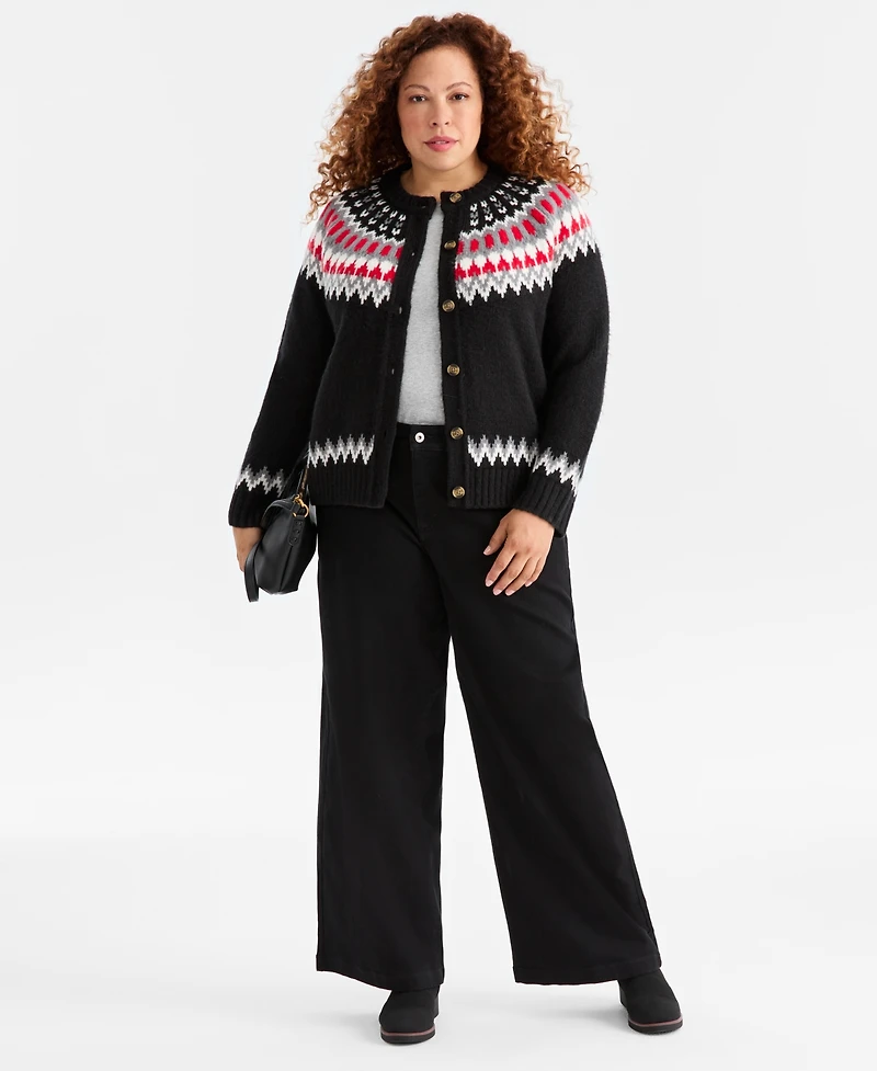 Style & Co Plus Fair Isle Button-Front Cardigan, Macy's Exclusive