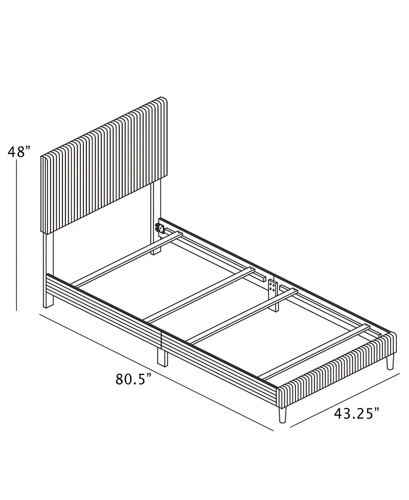Best Quality Furniture Twin Corduroy Velvet Panel Bed