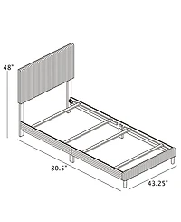 Best Quality Furniture Twin Corduroy Velvet Panel Bed