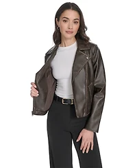 Levi's Women's Faux-Leather Asymmetric-Zip Moto Jacket
