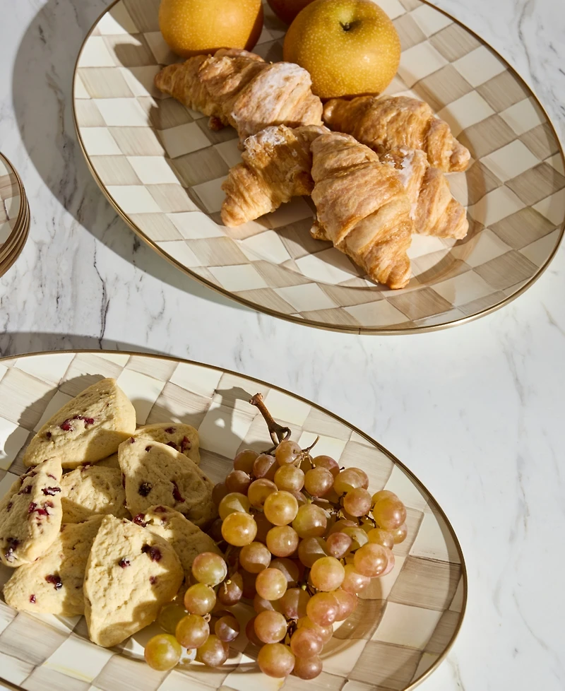 MacKenzie-Childs Mocha Check Oval Platter